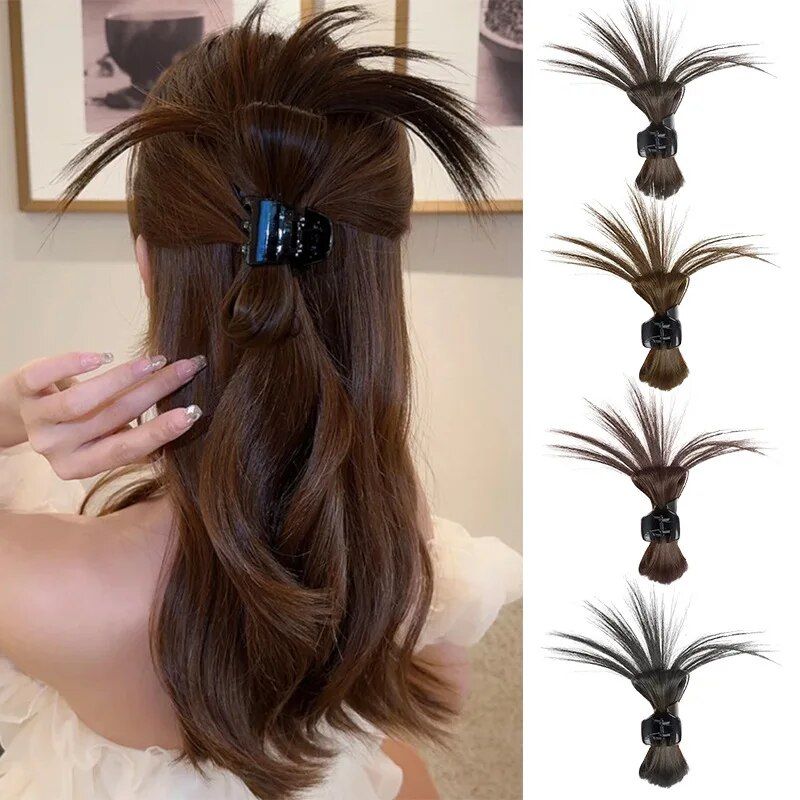 elegant feather shuttlecock hair claw fashionable high ponytail hair clip for women
