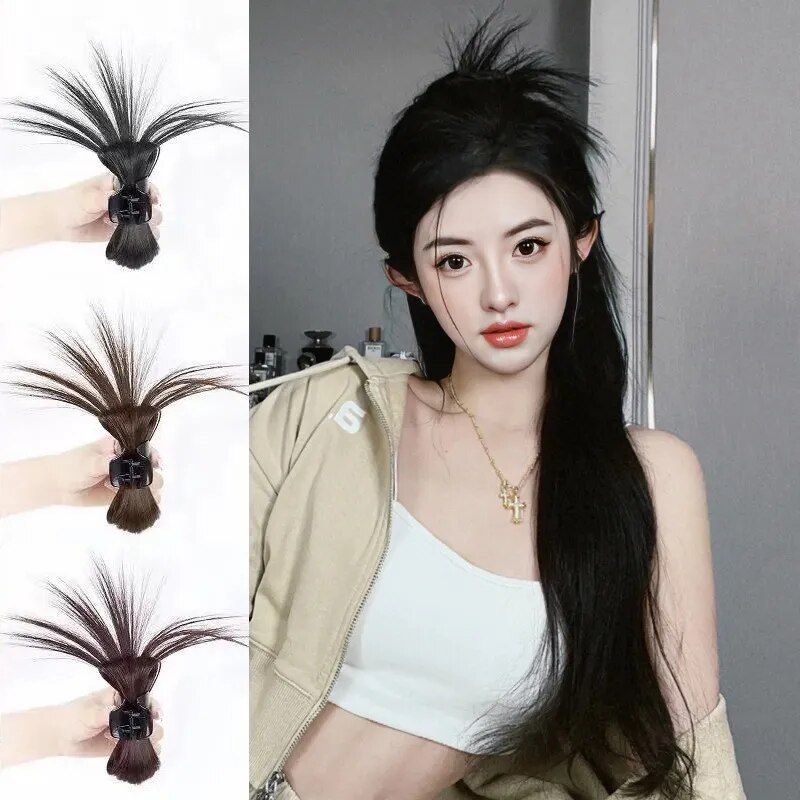 elegant feather shuttlecock hair claw fashionable high ponytail hair clip for women