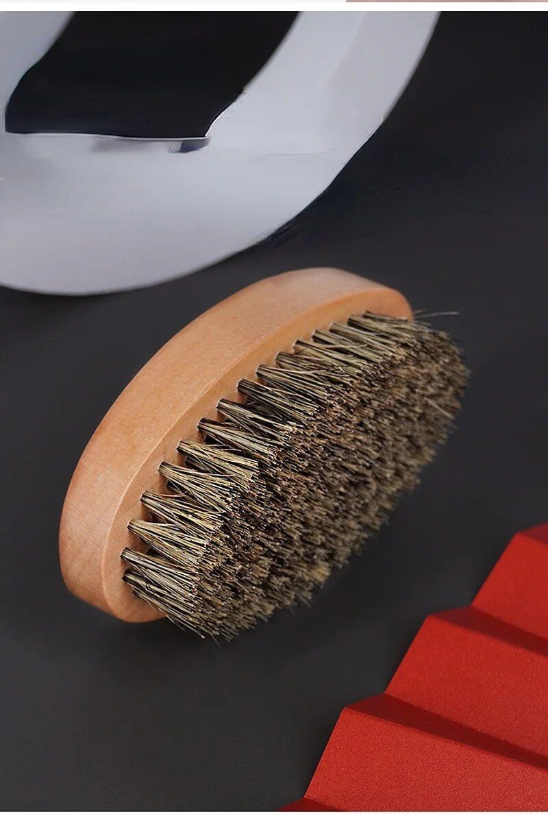deluxe bamboo beard brush with natural boar bristles for men