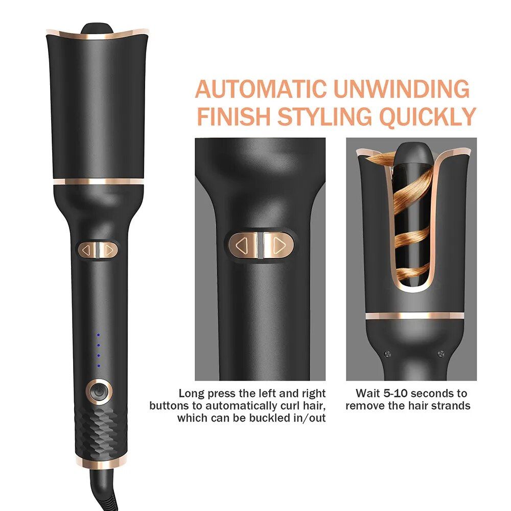 versatile ceramic hair curler with auto rotating technology