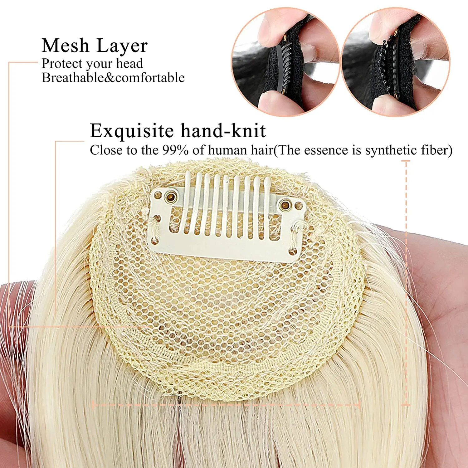 clip in blunt bangs synthetic hair extension natural look, easy to use