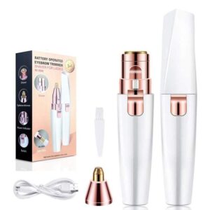 electric 2 in 1 eyebrow trimmer & epilator painless, portable facial hair removal device