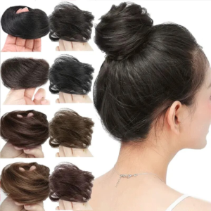 versatile fluffy wig loop natural look synthetic hair bun for women