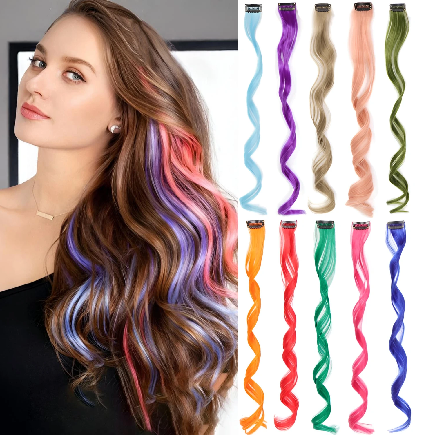 colorful ombre curly clip in hair extensions for vibrant party looks
