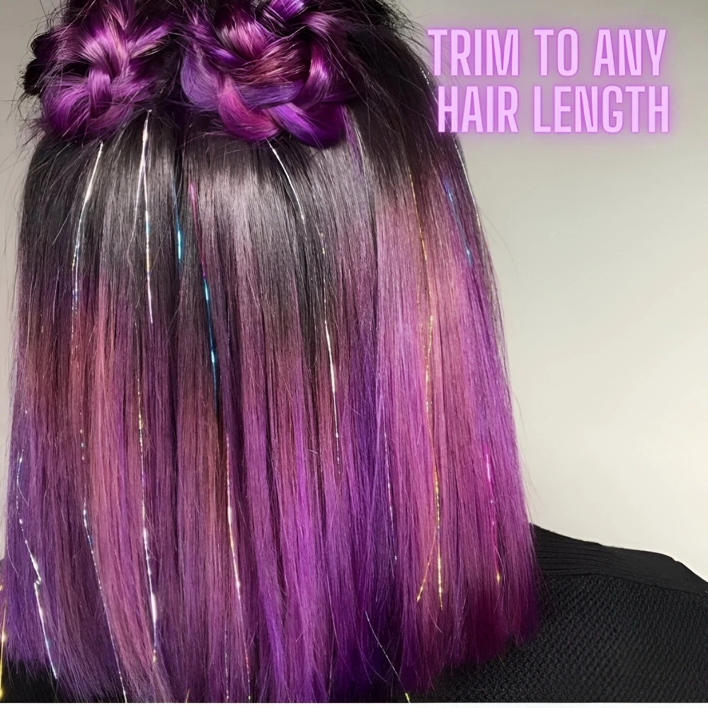 glitter hair extension sparkle kit rainbow shiny tinsel strands for braiding and hair bling