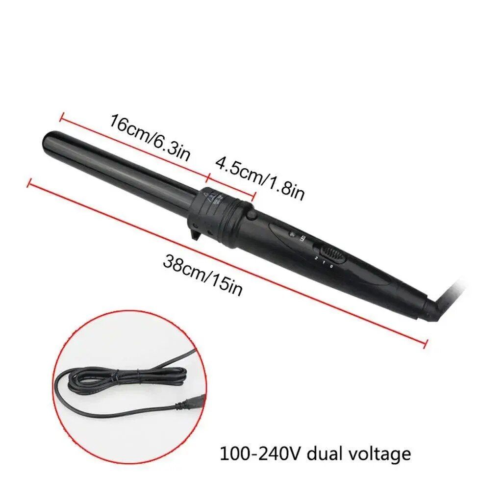 3 in 1 professional hair curling wand with led display & interchangeable barrels