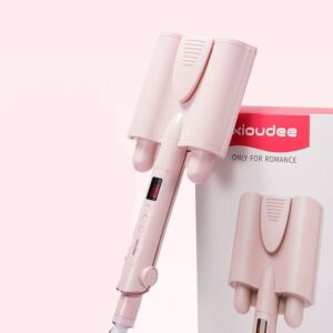 three barrel ceramic hair curler with lcd and automatic features