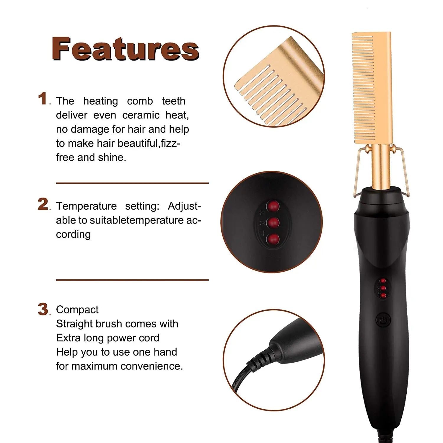 2 in 1 hot comb hair straightener & curling iron
