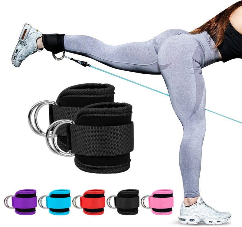 adjustable gym ankle straps with d ring for fitness & strength training