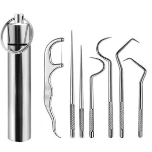 stainless steel reusable toothpick set portable dental hygiene tools for oral health