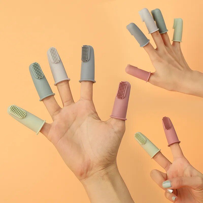 5 piece soft silicone baby finger toothbrush set – gentle teething and oral care for infants