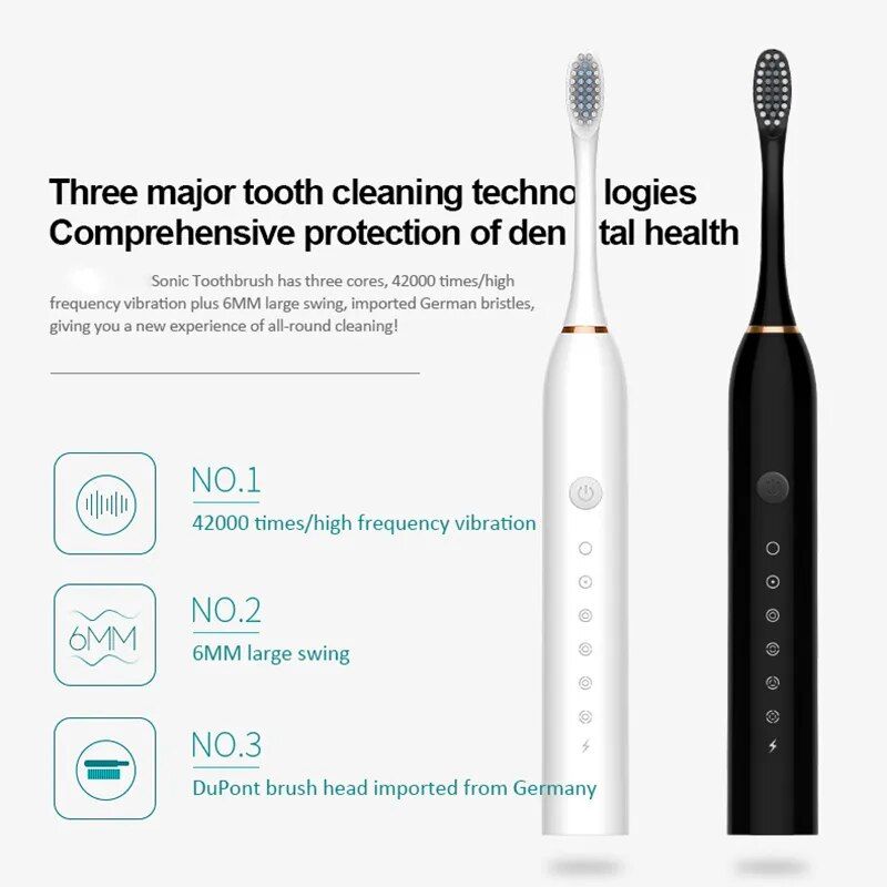 ultrasonic electric toothbrush with multi mode cleaning and waterproof design