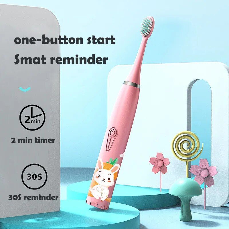 kid friendly sonic electric toothbrush with multiple brush heads & smart timer