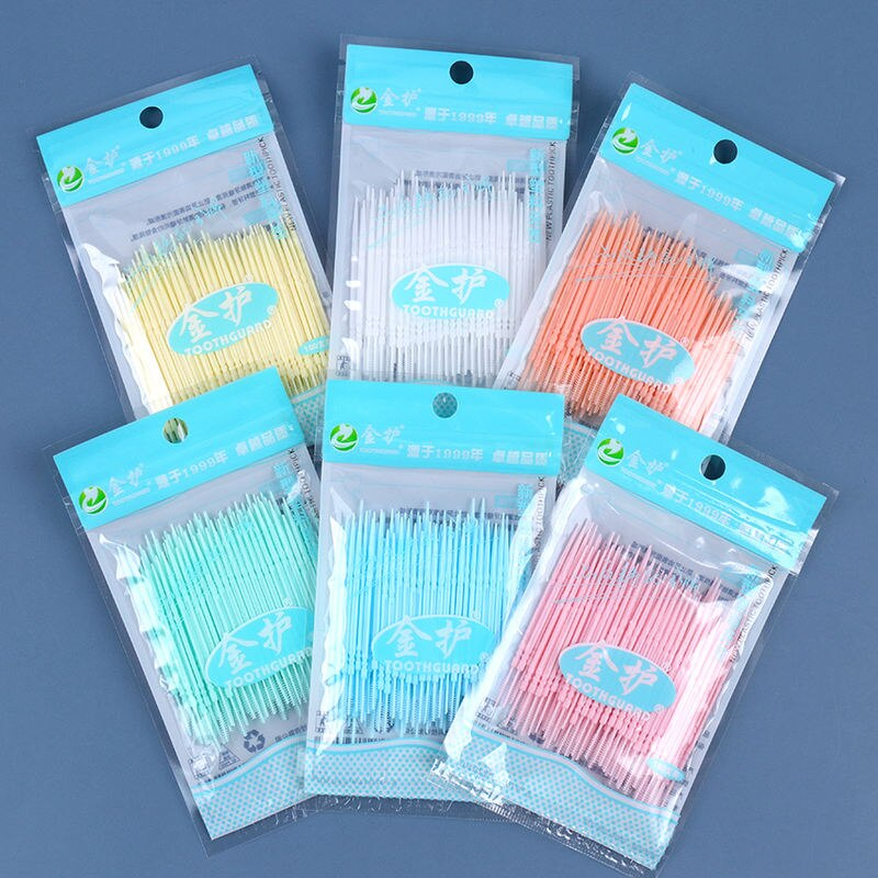 100 pack dual head interdental brushes multicolor dental picks for oral hygiene