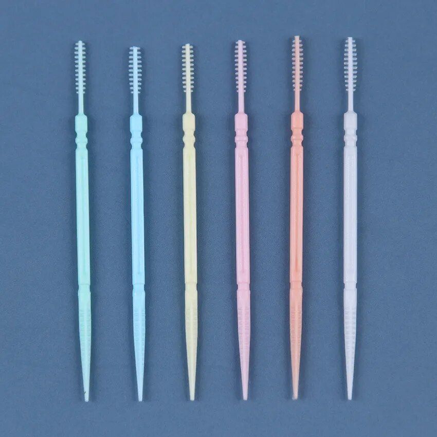 100 pack dual head interdental brushes multicolor dental picks for oral hygiene
