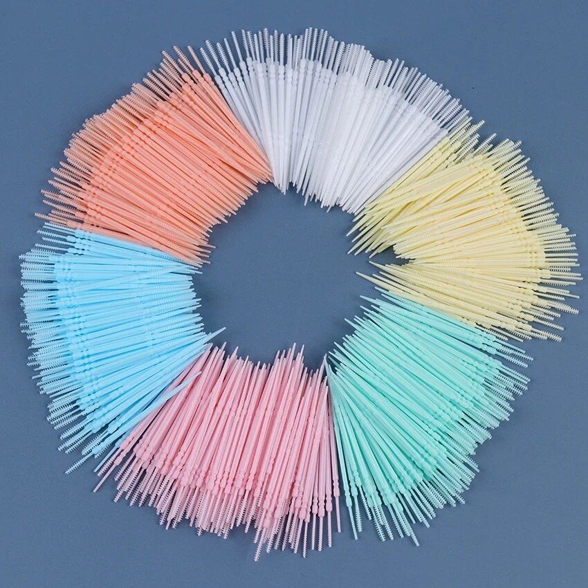 100 pack dual head interdental brushes multicolor dental picks for oral hygiene