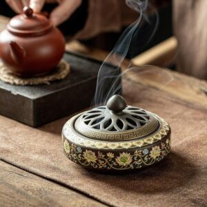 elegant ceramic incense burner for home and yoga spaces
