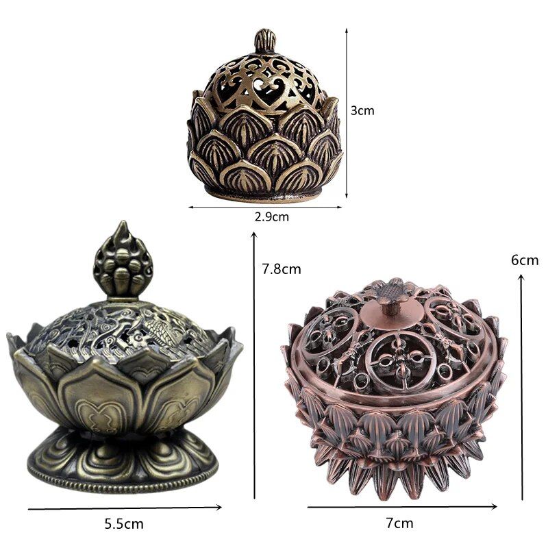 elegant lotus flower incense burner zinc alloy sandalwood censer for home & temple