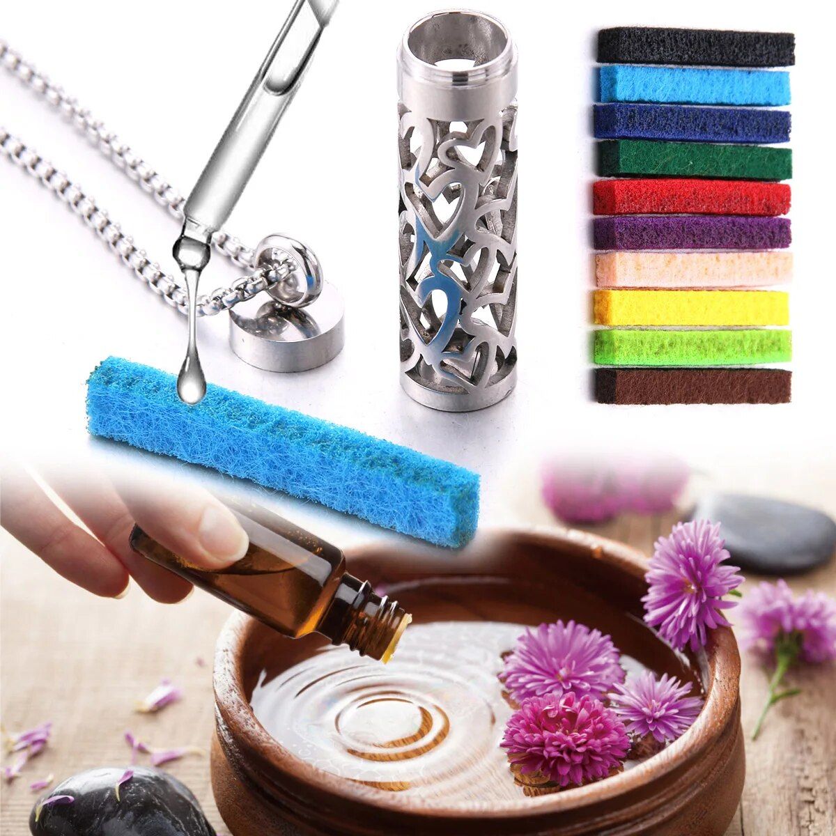 stainless steel aromatherapy diffuser necklace elegant essential oil perfume locket