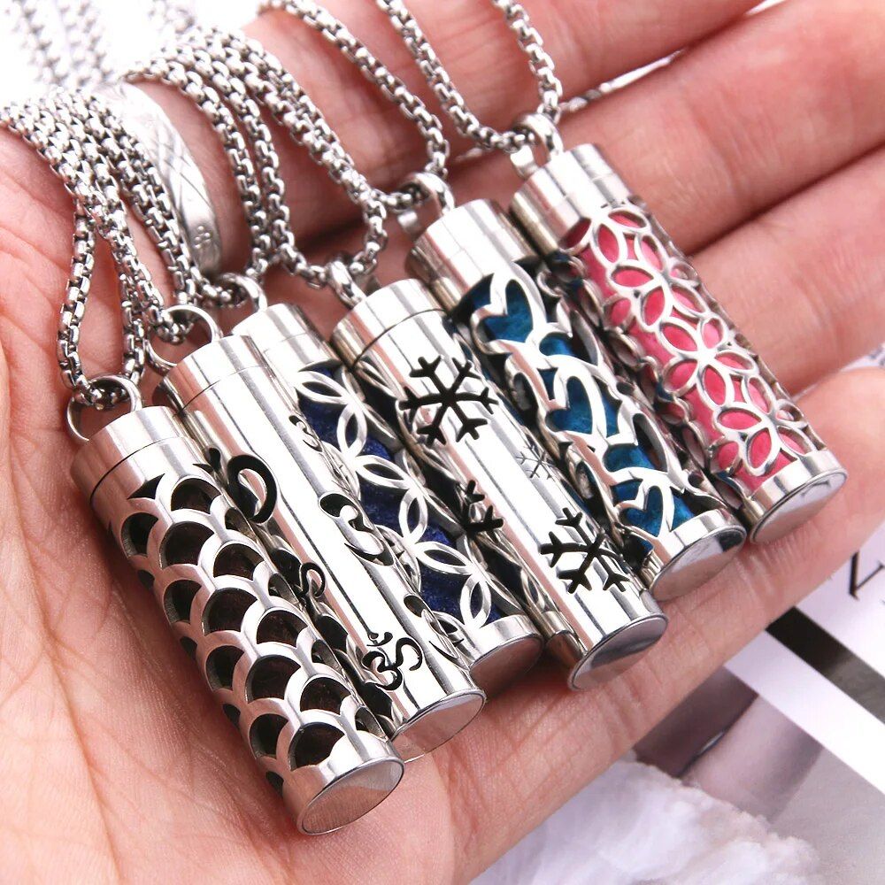 stainless steel aromatherapy diffuser necklace elegant essential oil perfume locket