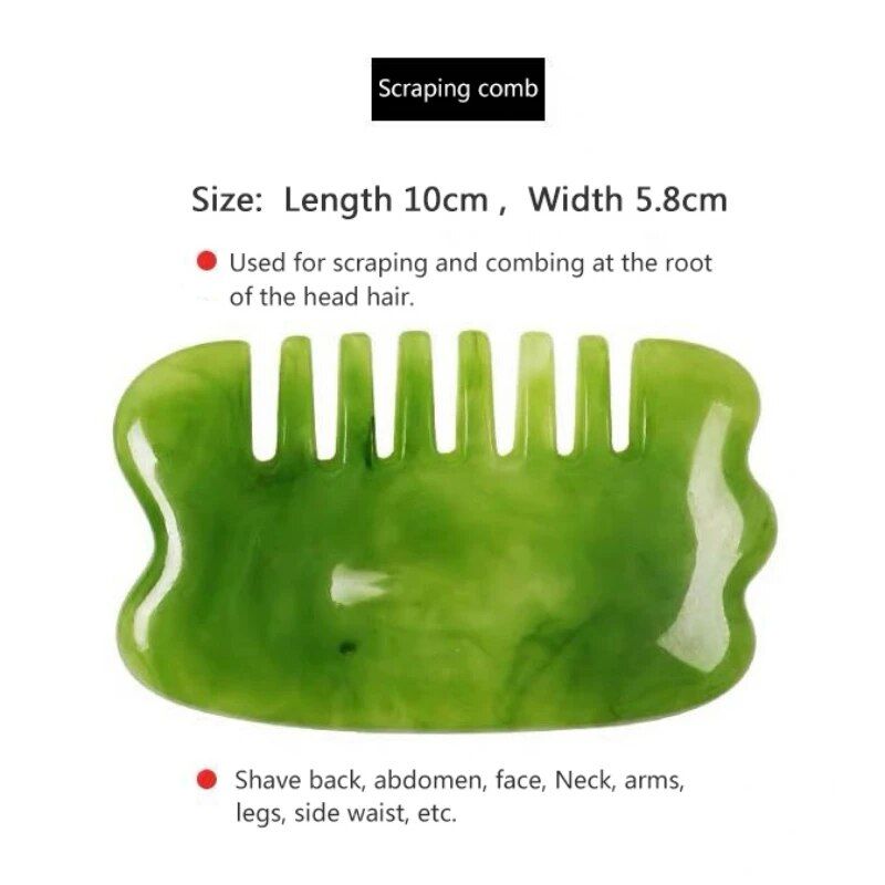 7 piece natural resin gua sha massage set: facial & body acupuncture scraper tools