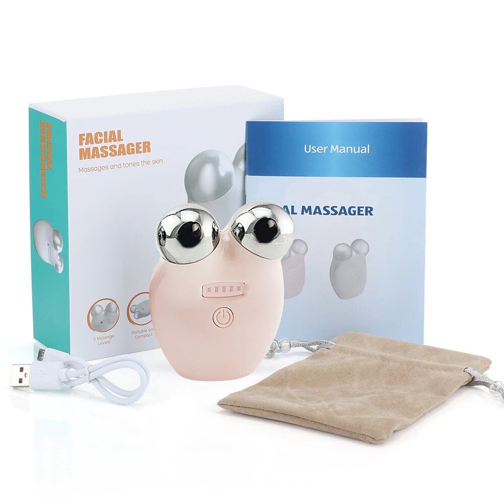 3d microcurrent face roller: skin rejuvenation & lifting massager