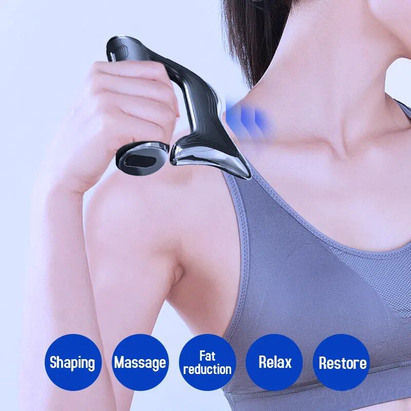 3 speed microcurrent fascia massager gun with gua sha scraping