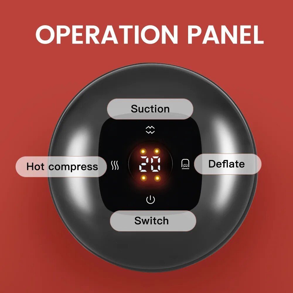 3 in 1 wireless vacuum cupping massage device with red light heating