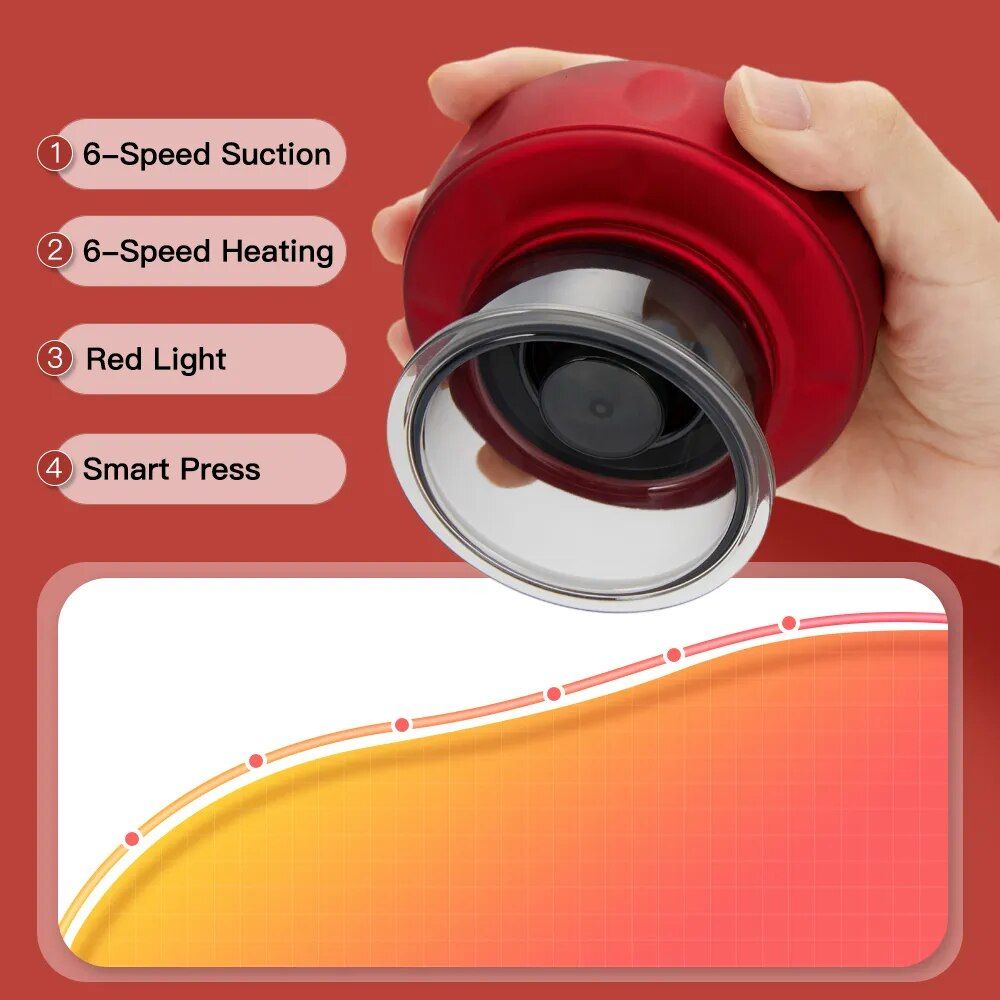 3 in 1 wireless vacuum cupping massage device with red light heating