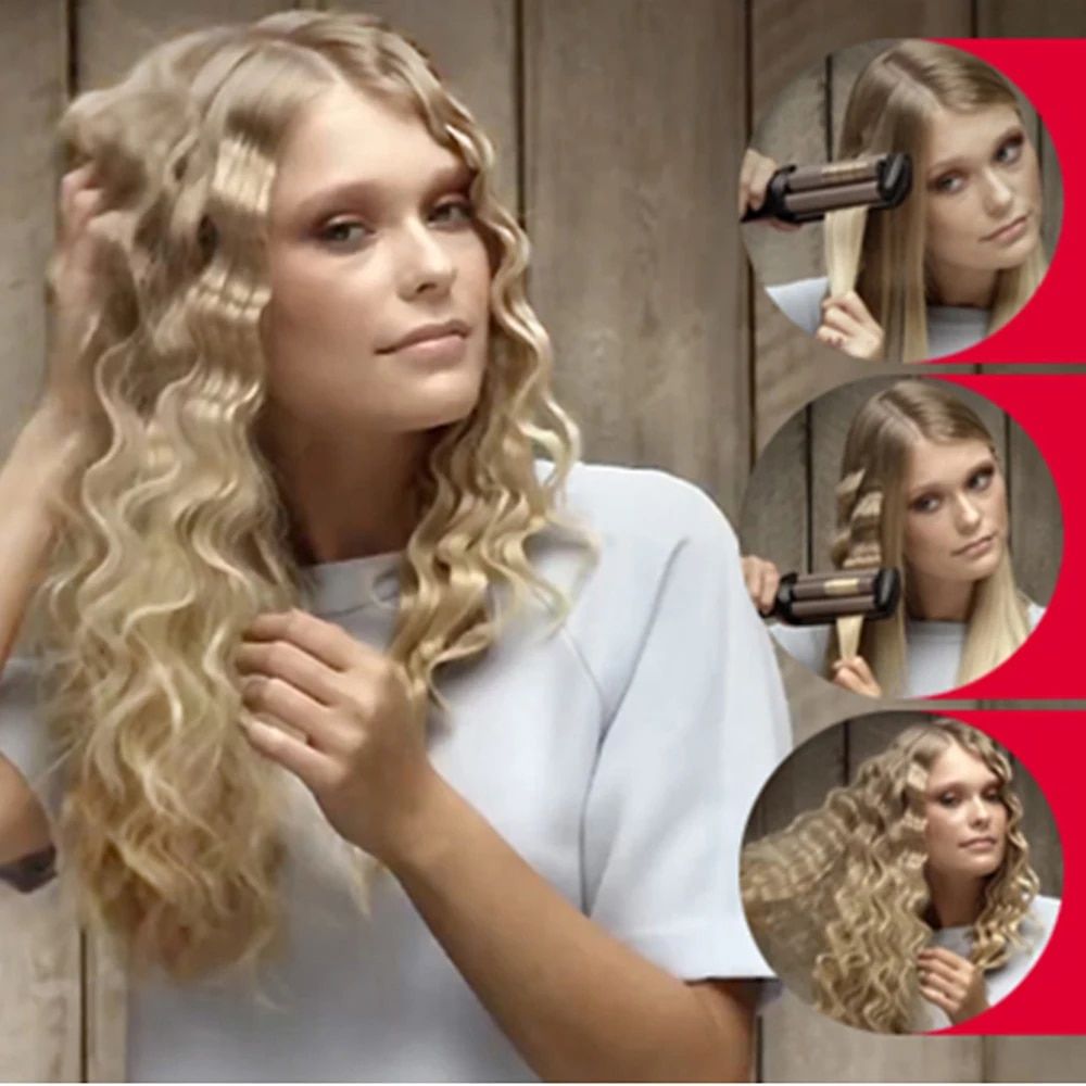 3 barrel ceramic hair crimper & curling iron