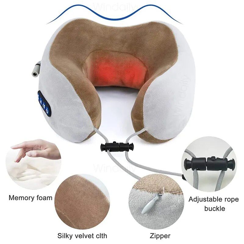 3d kneading shiatsu neck massager pillow with heat & vibration