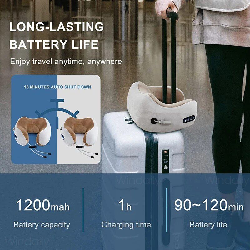 3d kneading shiatsu neck massager pillow with heat & vibration