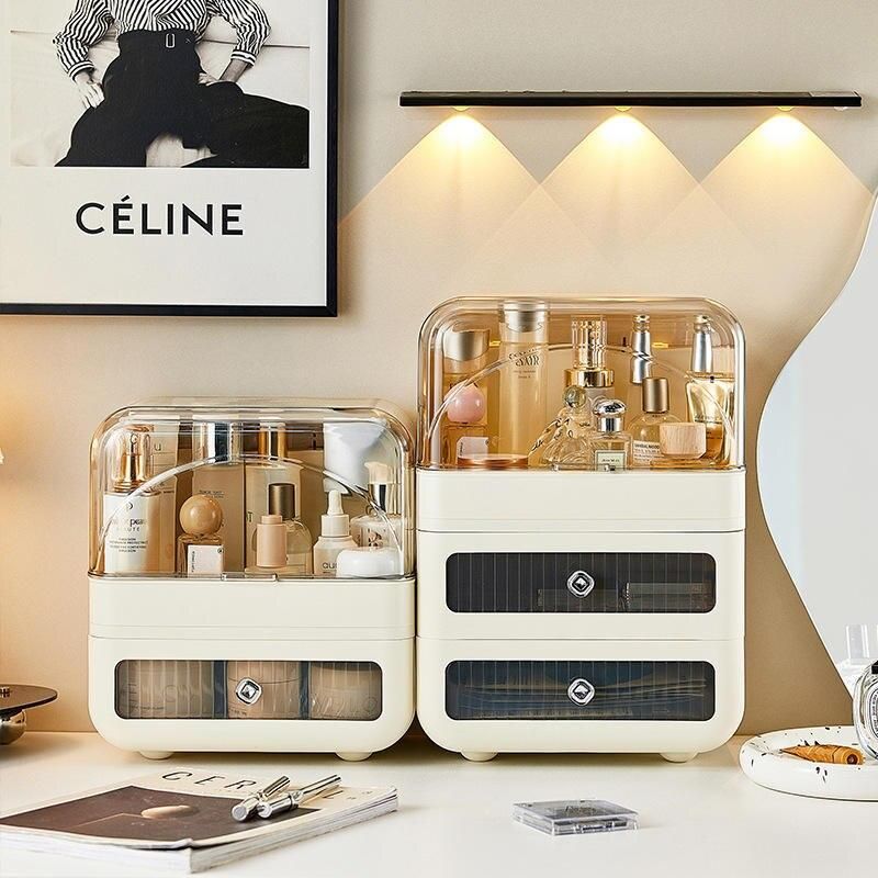 luxurious cosmetic and jewelry organizer with drawer compact skincare storage for home and bathroom