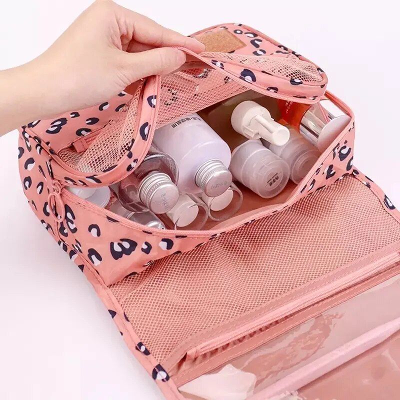 waterproof travel cosmetic bag with hook: multifunctional beauty organizer for women