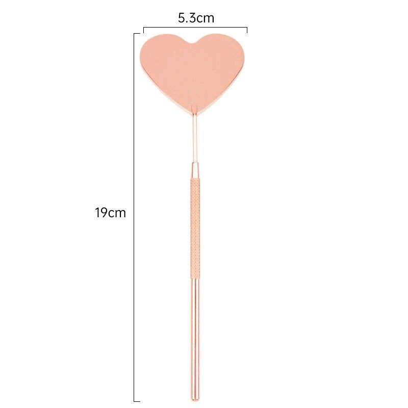 heart shaped eyelash extension inspection mirror: magnifying long handle makeup tool