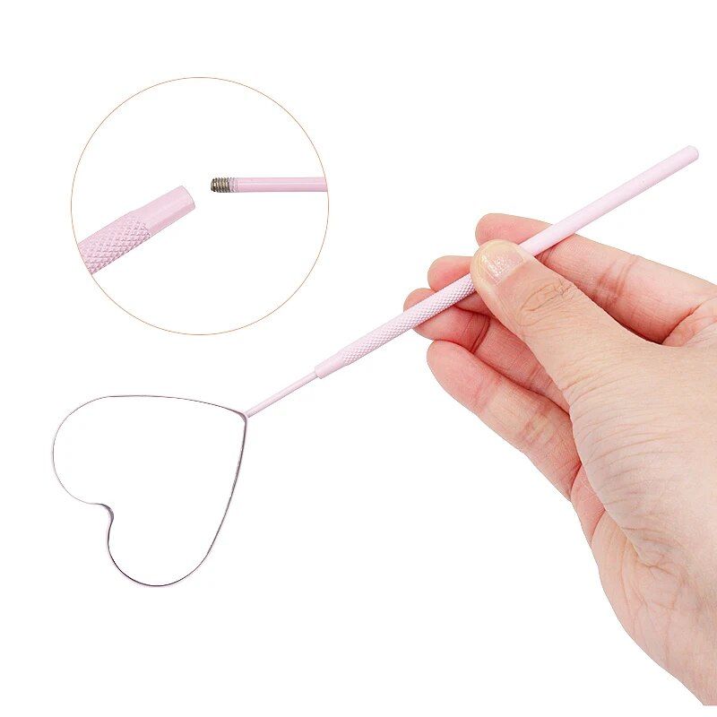 heart shaped eyelash extension inspection mirror: magnifying long handle makeup tool