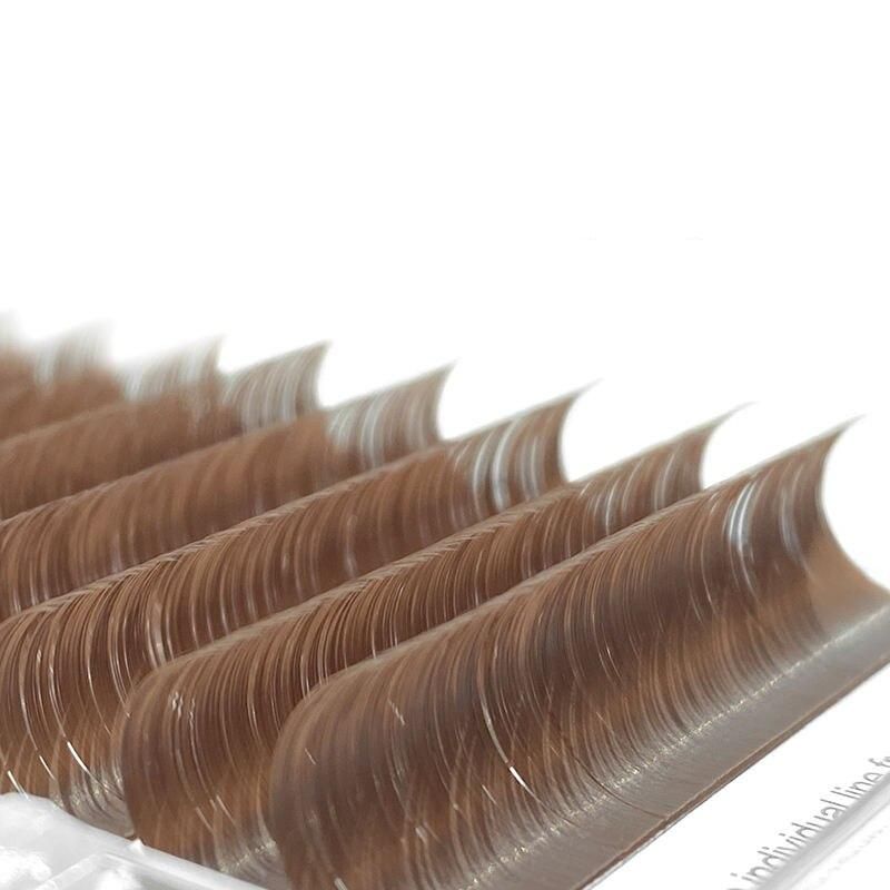 colorful mink effect lash extensions: caramel, brown, teal, mocha shades
