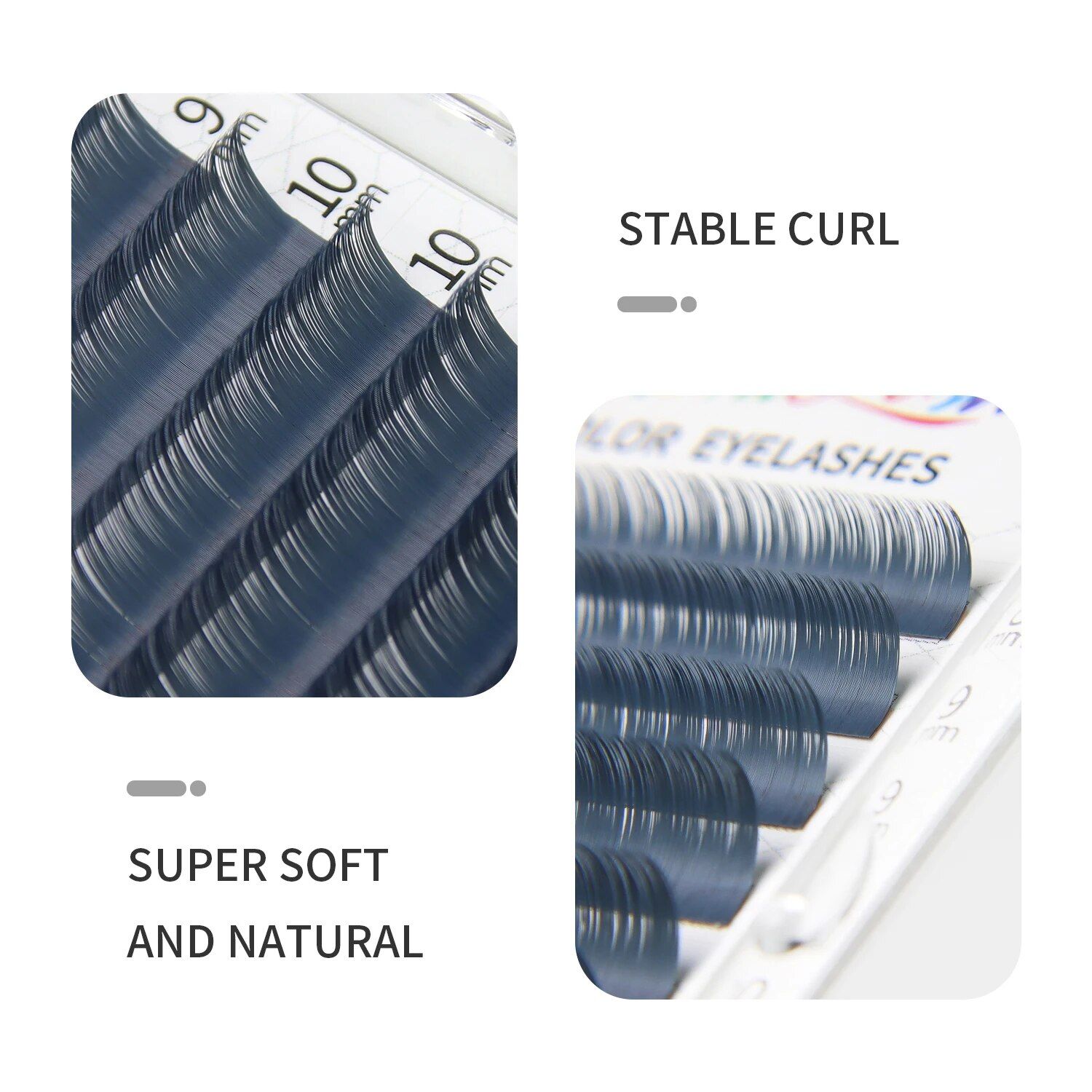 morandi grey natural long colorful individual eyelash extensions