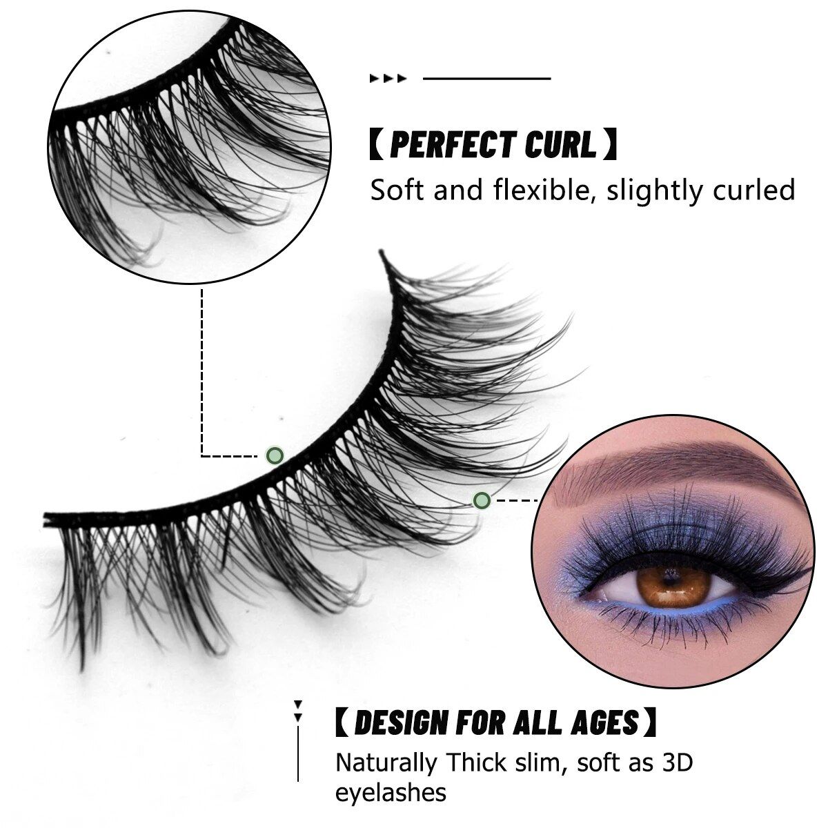 7 pairs 3d natural false eyelashes set fluffy, soft, cross manga style