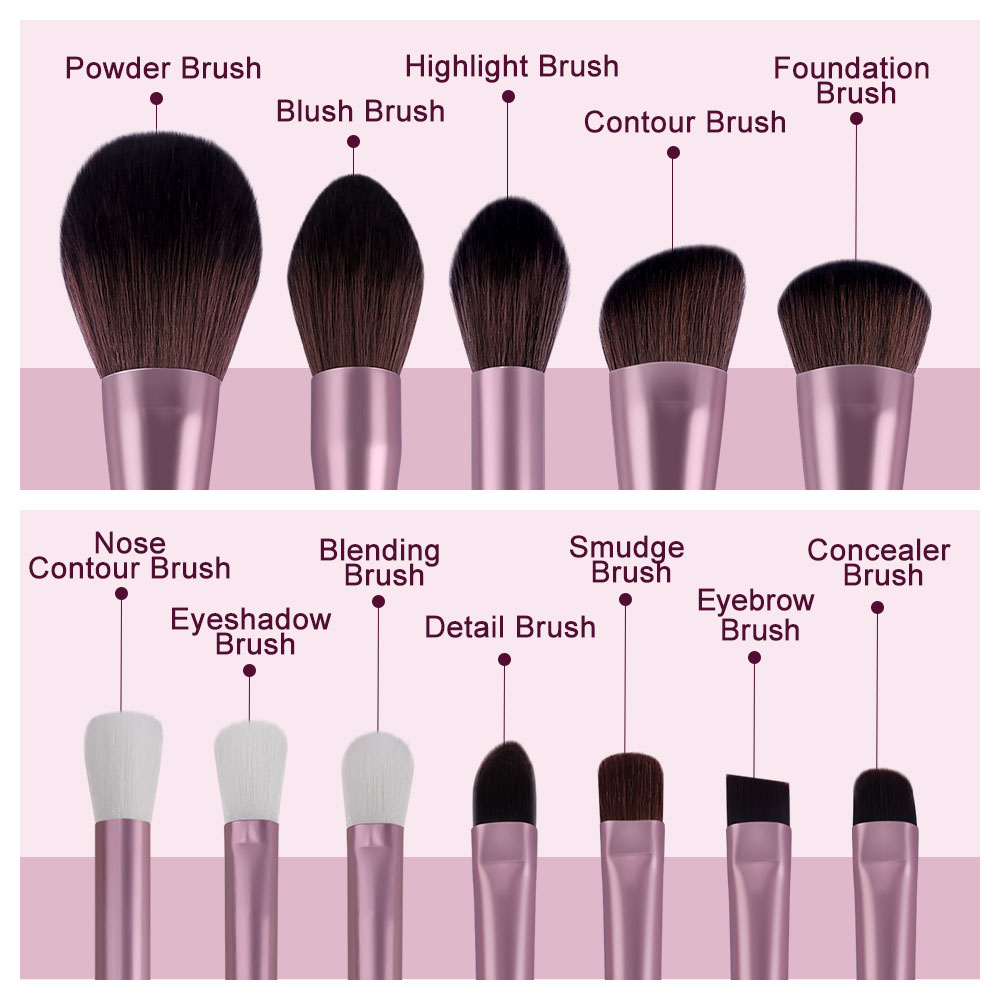 12 pcs grapes purple makeup brush set