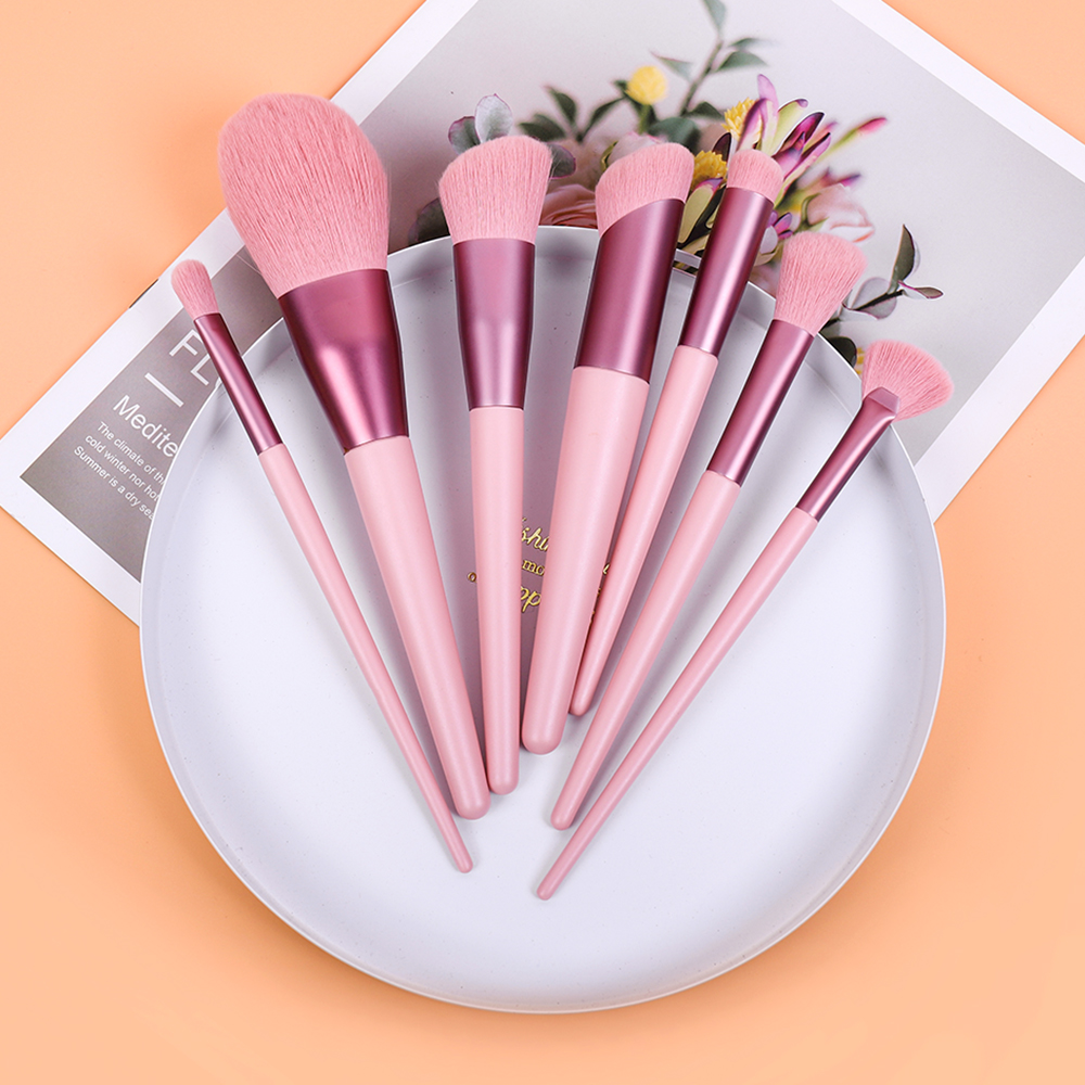 12 piece pink makeup brush set for foundation, powder, blush & eyeshadow