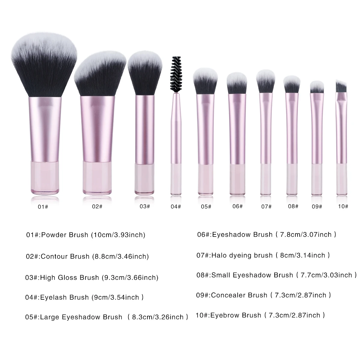 10pcs mini travel makeup brush set