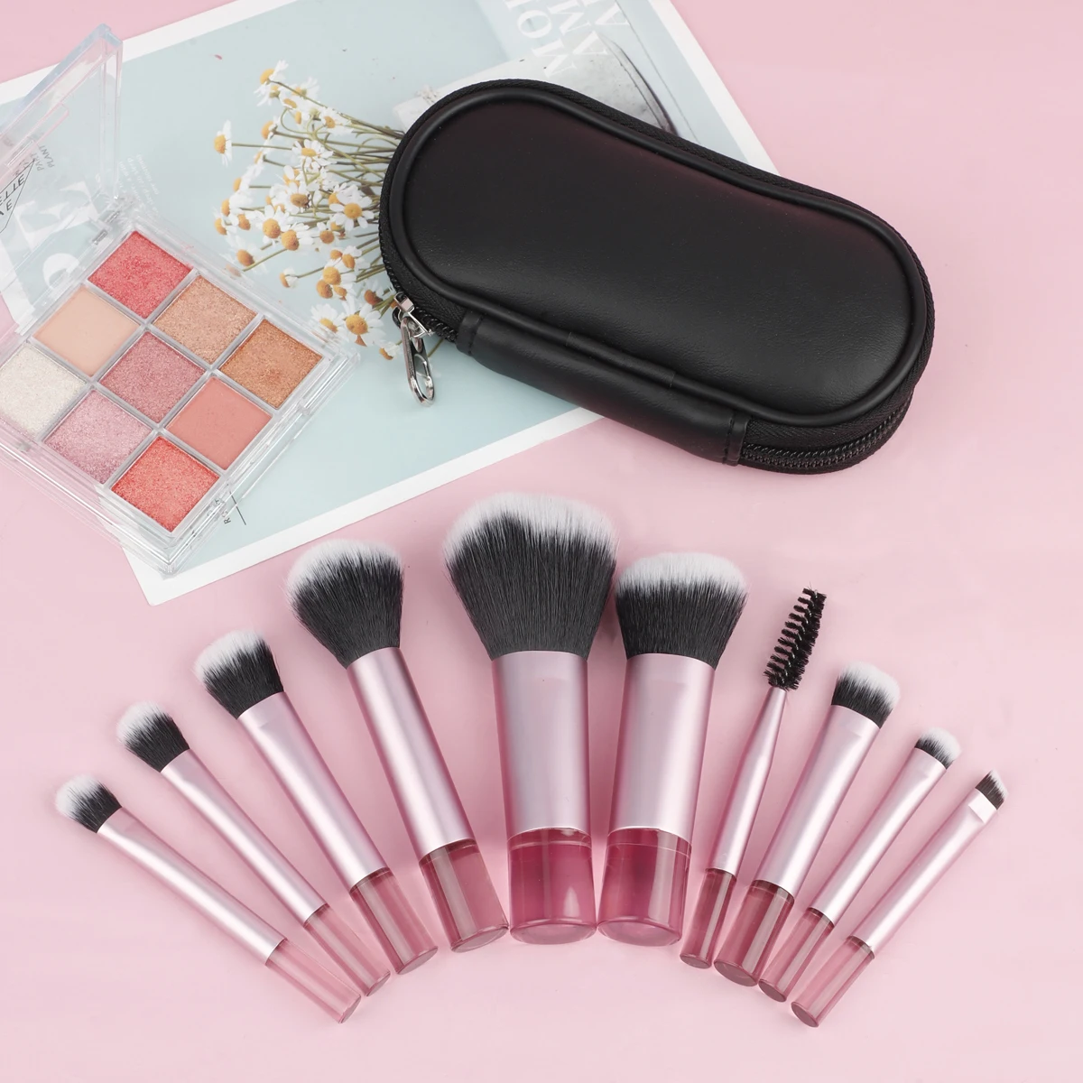 10pcs mini travel makeup brush set