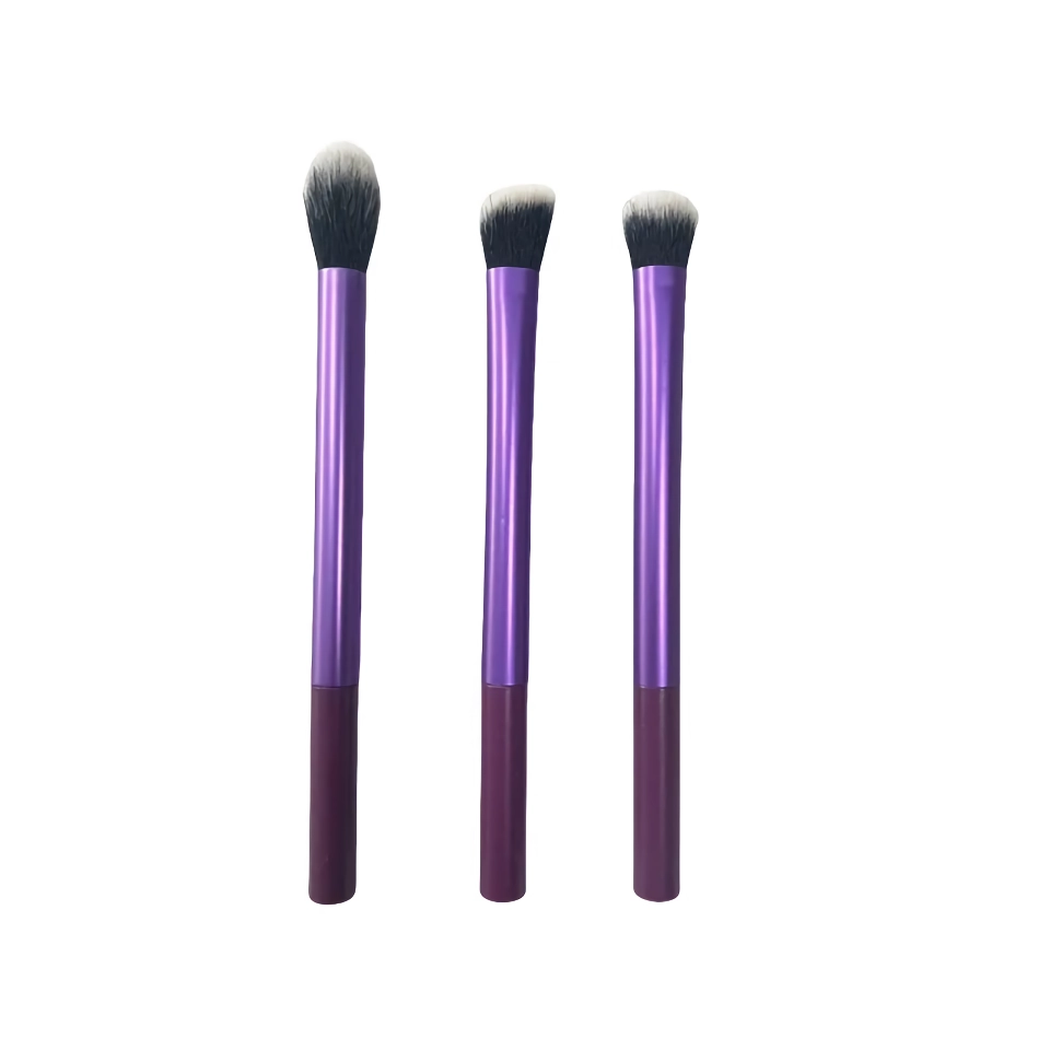 three color flawless base makeup brush set for concealer, eye shadow, and blusher