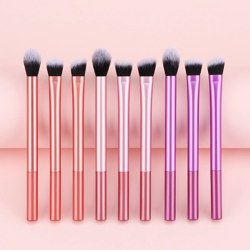three color flawless base makeup brush set for concealer, eye shadow, and blusher