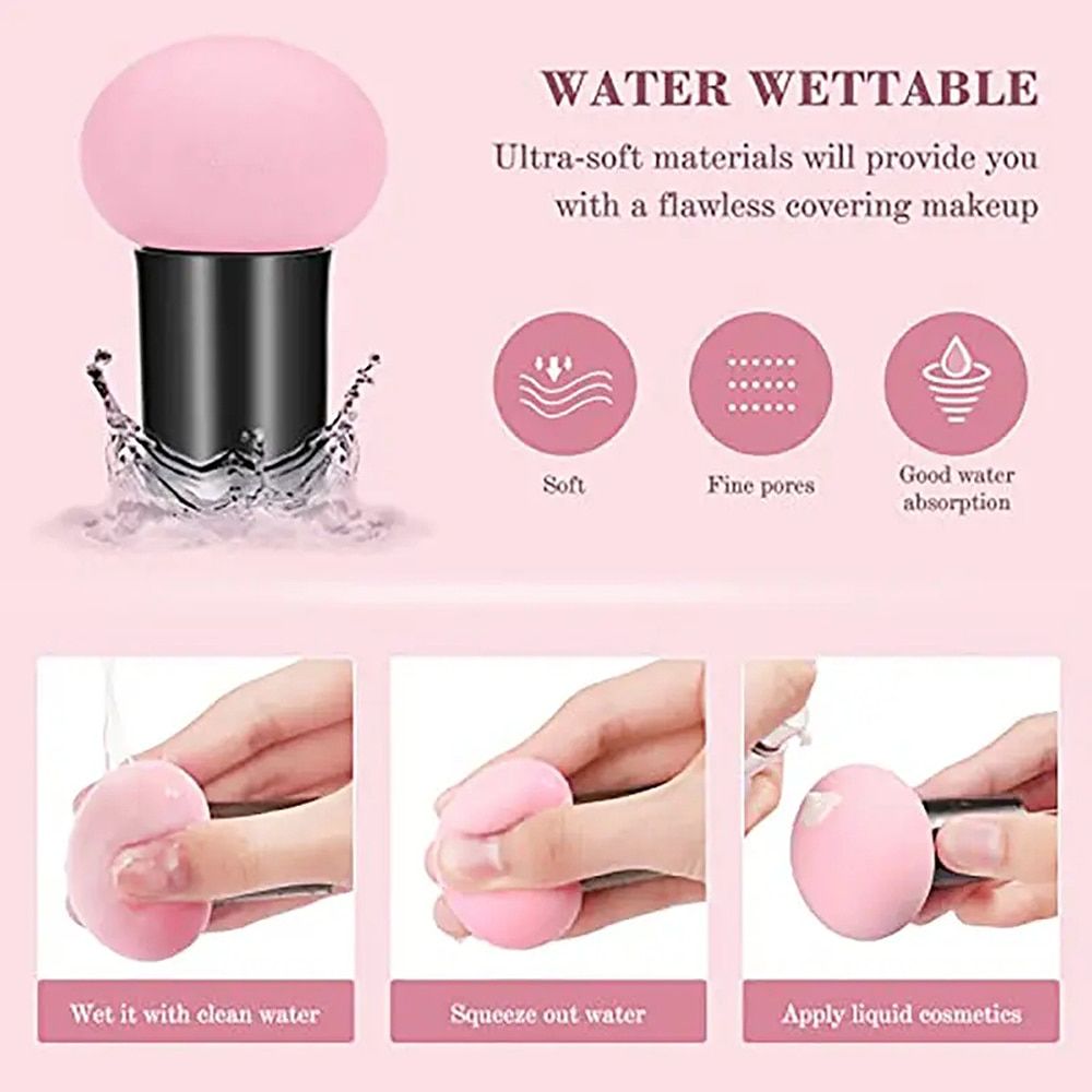 latex free mushroom head makeup sponge dual use cosmetic blender with storage box