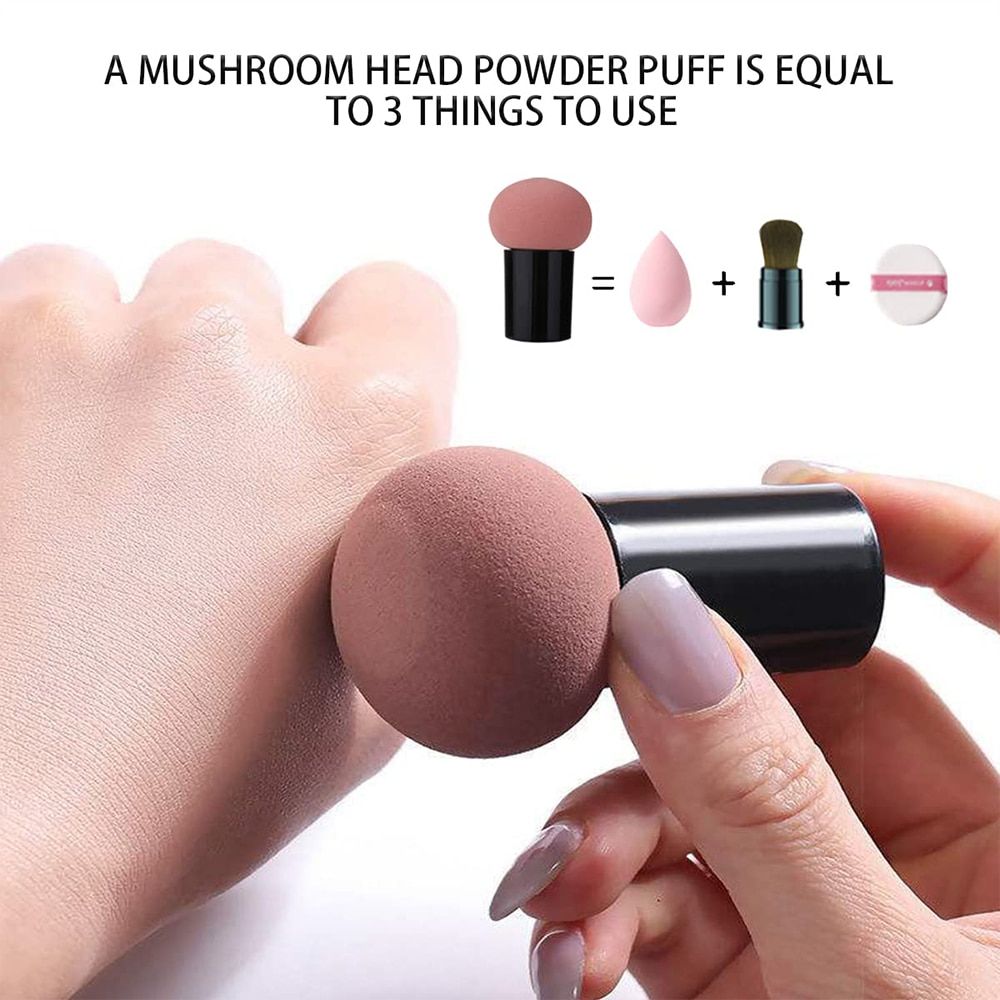 latex free mushroom head makeup sponge dual use cosmetic blender with storage box