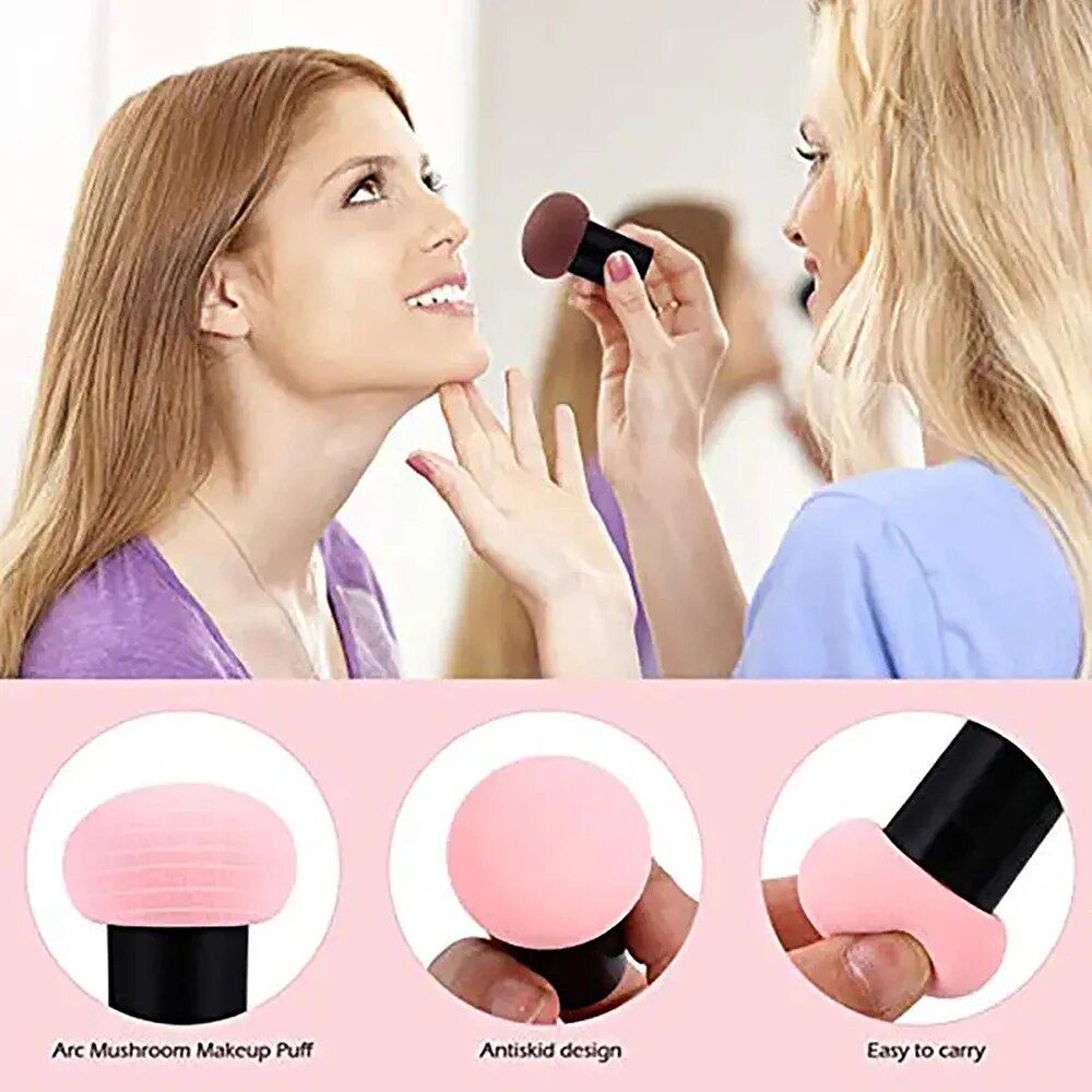 latex free mushroom head makeup sponge dual use cosmetic blender with storage box