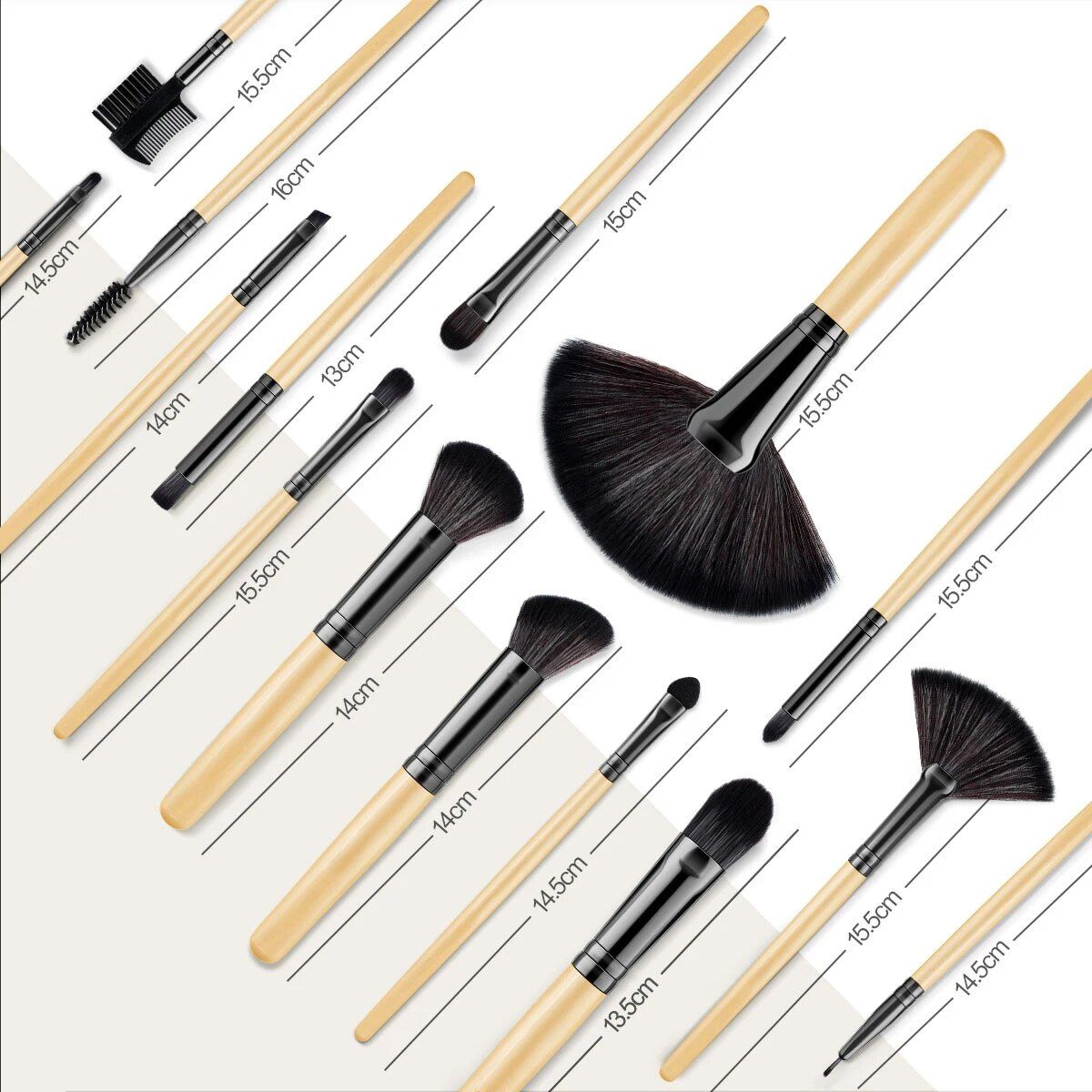 32 piece natural hair makeup brush set with premium wooden handles