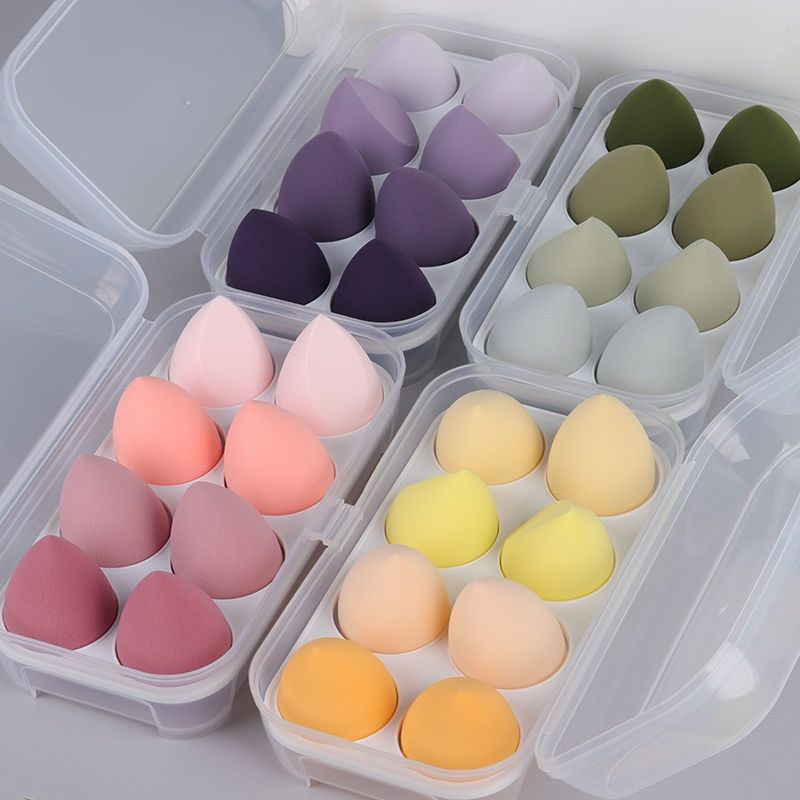 4 piece beauty egg makeup blender set: cosmetic puff & foundation sponges